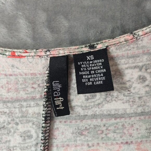 Ultra Flirt Womens Tank Top XS Pink Gray Boho Asymmetrical Hem Festival Casual - Picture 2 of 9